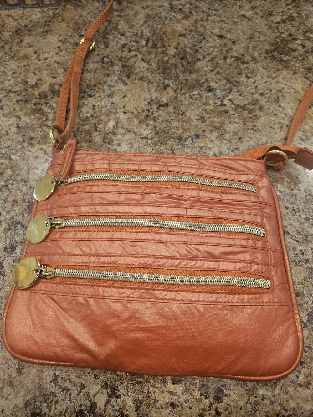 Women’s Crossbody Bag in Burnt Orange with Gold Accents